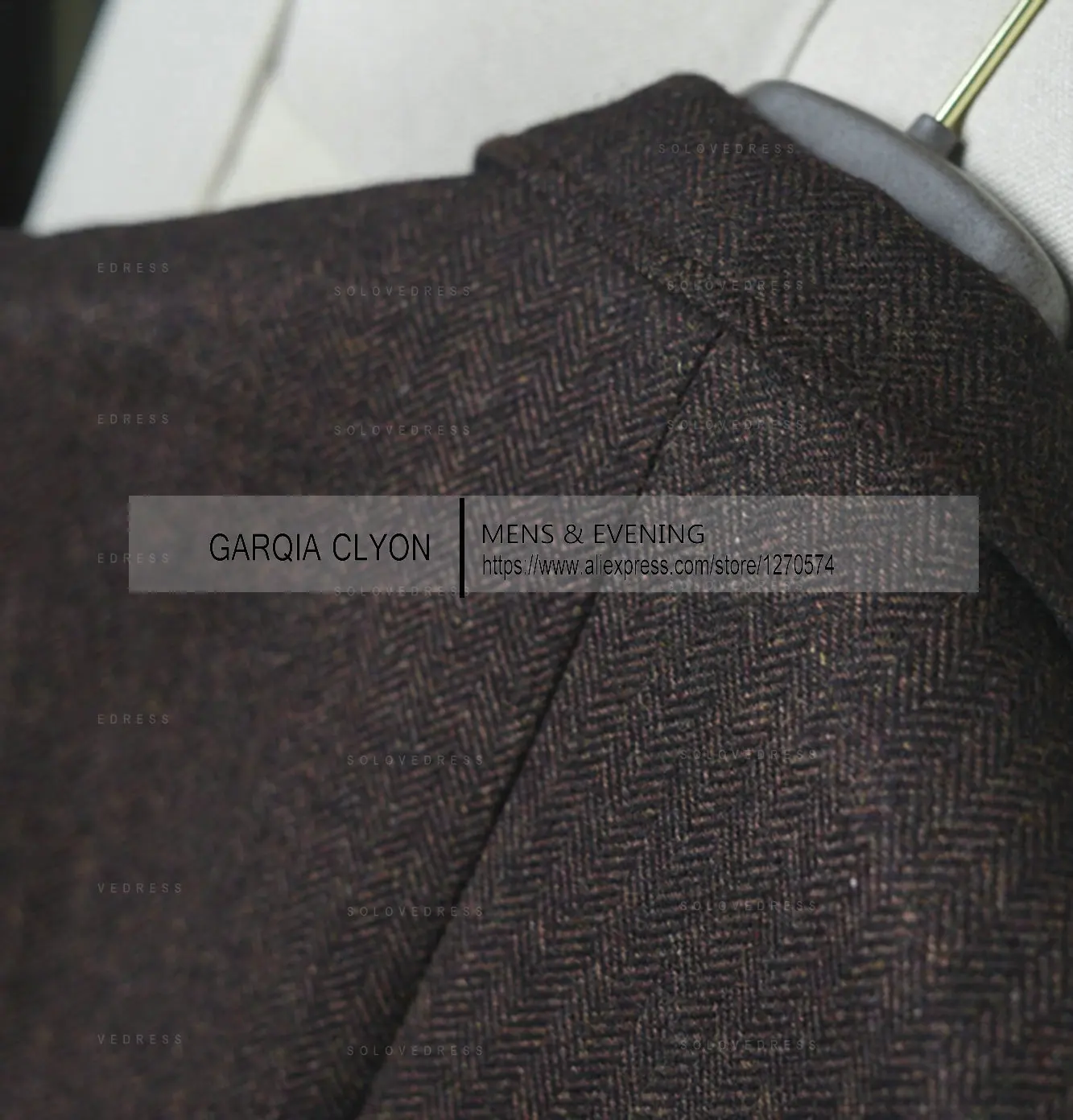 2024 Men's Wool Suit Formal 3 Pieces Slim Fit Shawl Lapel Tweed Prom Tuxedos For Wedding Groomsmen (Blazer+Vest+Pants) 3