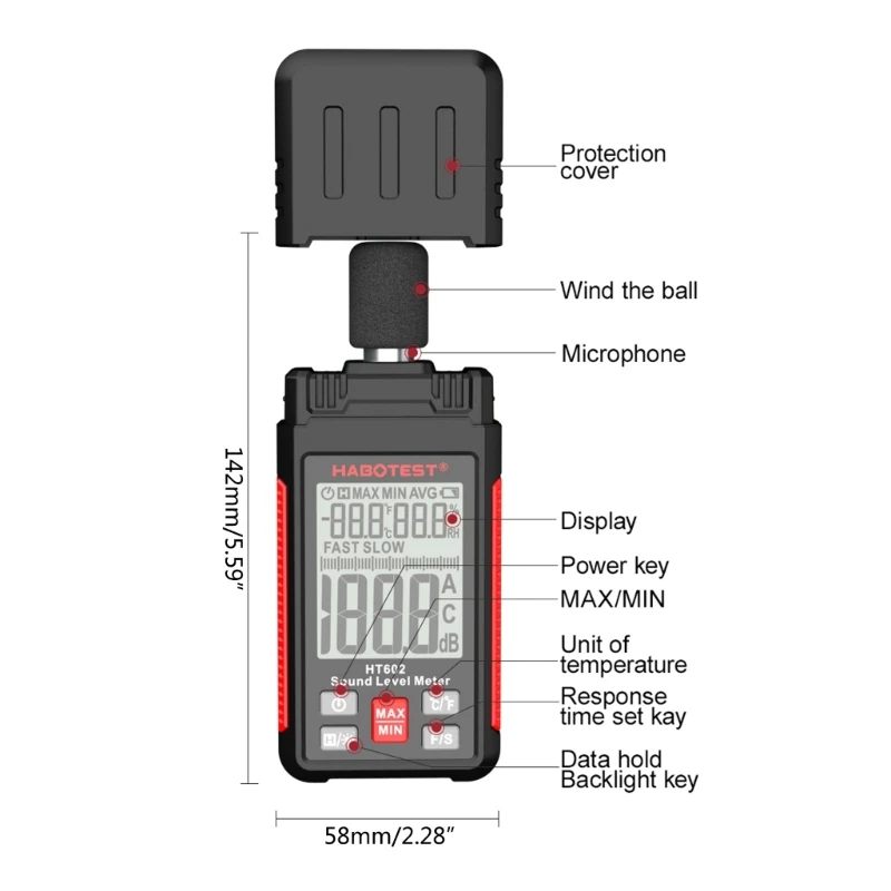 Noise Meter for Home Factory Office Noise Measure Device Portable SPL Meter 6