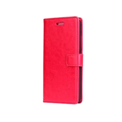 Luxurious PU Leather Wallet Case - Retro Flip Cover with Card Holder for Case add Glass Film (Rose)
