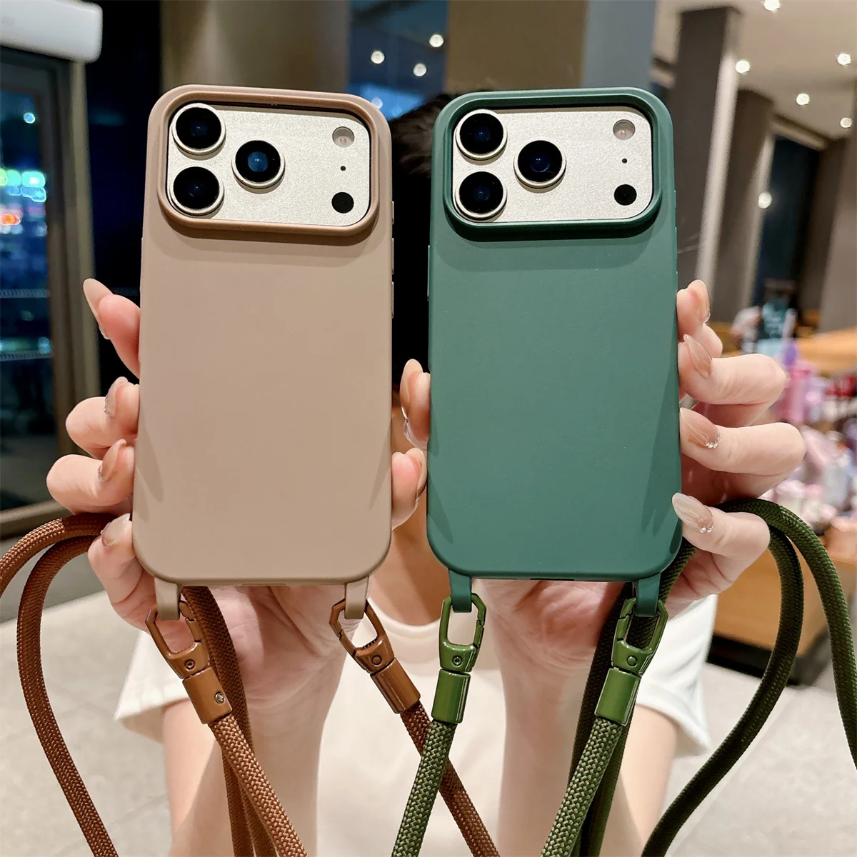 Silicone Crossbody Candy Color Phone Case with Soft TPU Back Cover