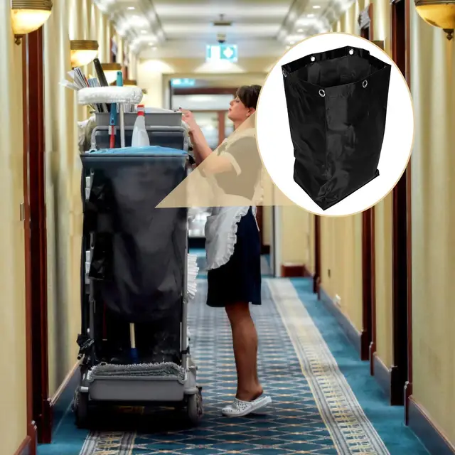thumbnail image 2 of 2-Pack Janitorial Cleaning Cart Bags - 24 Gallon Zippered Front Housekeeping Bags 2 of 10