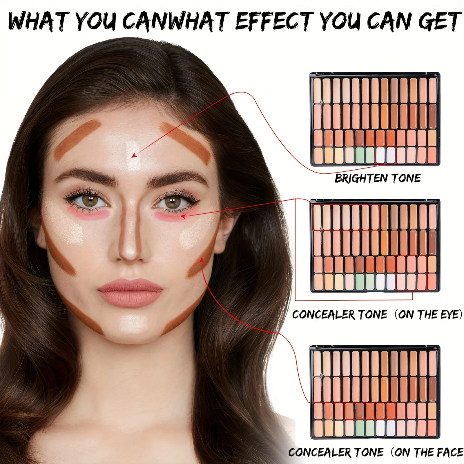 50 Colors Professional Makeup Concealer Palette with Brush Black Eye Circle Correction Facial Long Lasting Contouring Cosmetics 3