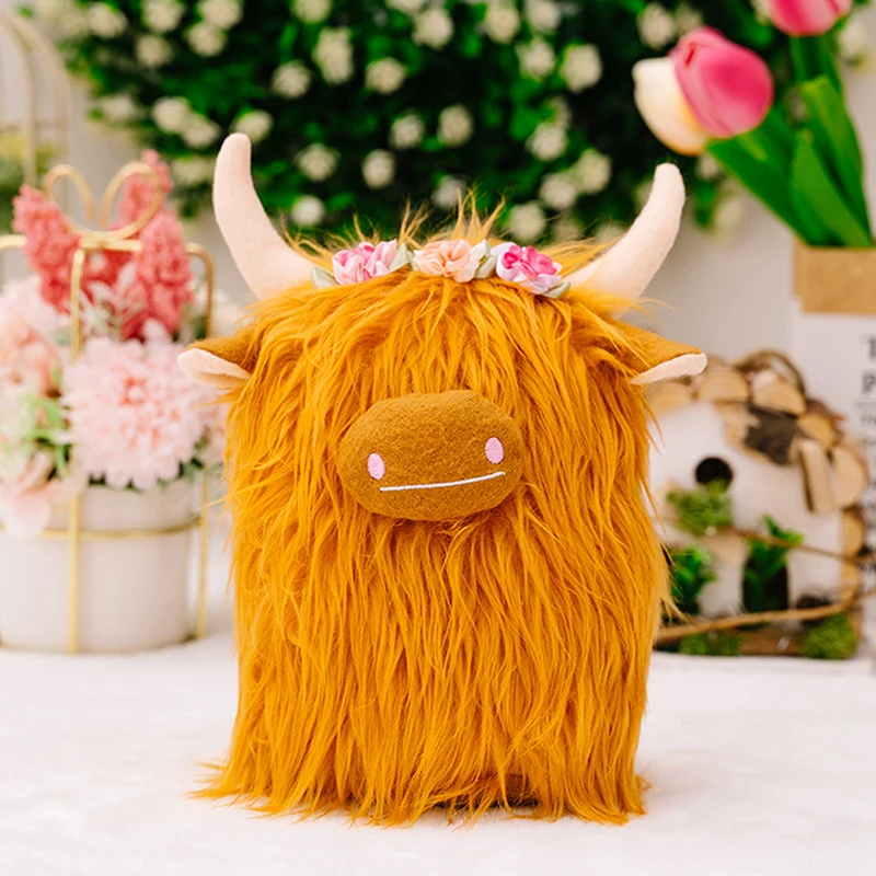 Highland Cow Stuffed Animals Fluffy Highland Cow Plush Toys Cow Gnome With  Flowers For Home Decoration Hot Sale - AliExpress