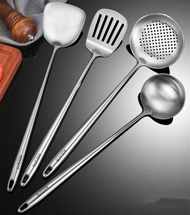 Set 2 Mestoli Da Cucina In Acciaio Inossidabile 304 – Cucchiaio Per Minestra E Mestolo Colino, Argento, 25,9 Cm, Stampaggio Integrale Antimacchia