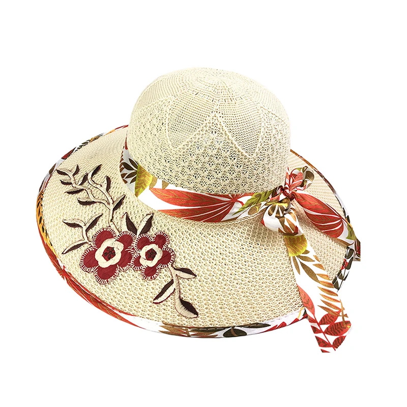 Simple Foldable Wide Brim Floppy Girls Straw Hat Sun Hat Beach Women Summer UV Protect Travel Cap Lady Cap Female Beach Hats