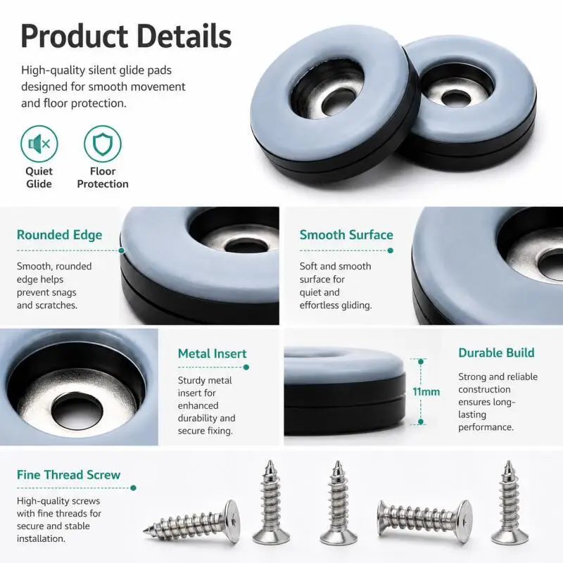Heavy Duty Anti-Abrasion Furniture Leg Slider Pads - Floor Protectors