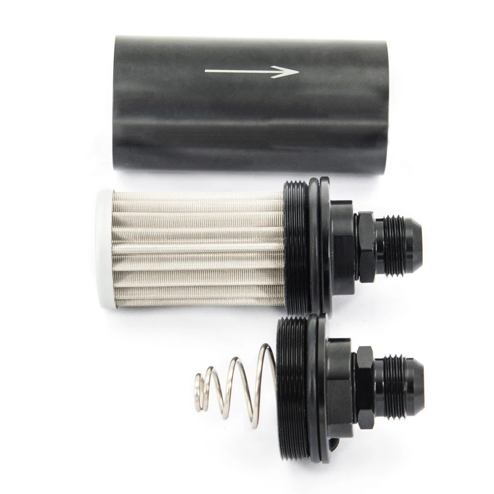 Auto aluminum 51MM fuel filter E85 stainless steel filter 100 microns steel element AN6 AN8 AN10 adaptor fittings