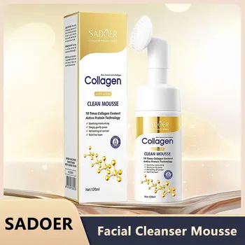 SADOER Collagen Facial Cleanser Mousse Deep Cleansing Oil Control Remover Skin Cleansing Brightening Rejuvenation Face Wash