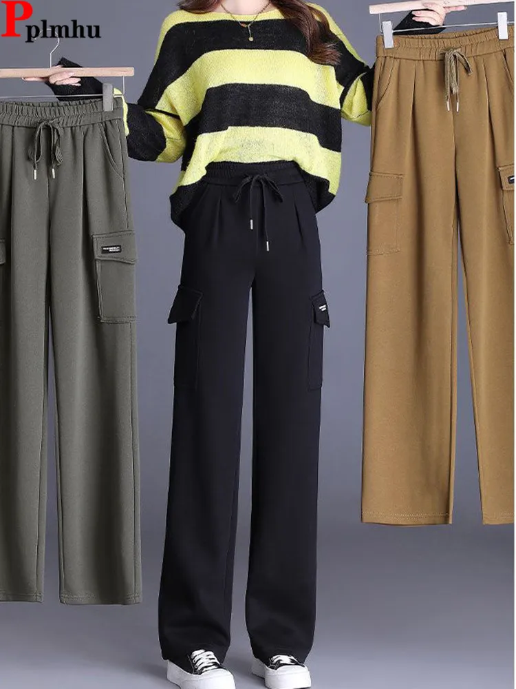 

Casual Baggy Cargo Pants Casual High Waist Pantalones Fashion Solid Streetwear Cool Women Wide Leg Trousers New