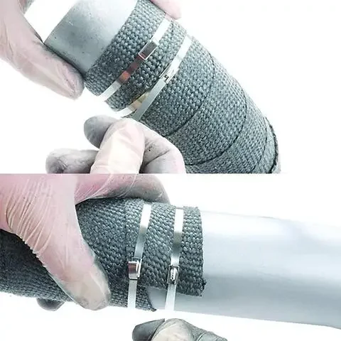 다목적 잠금 케이블 금속 지퍼 타이, 스테인레스 스틸 지퍼 배기 랩 코팅, 100 개