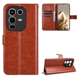 Leather Flip Case with Wallet and Kickstand Features - Protective Cover for Infinix Note 50 Pro 4G (Brown)