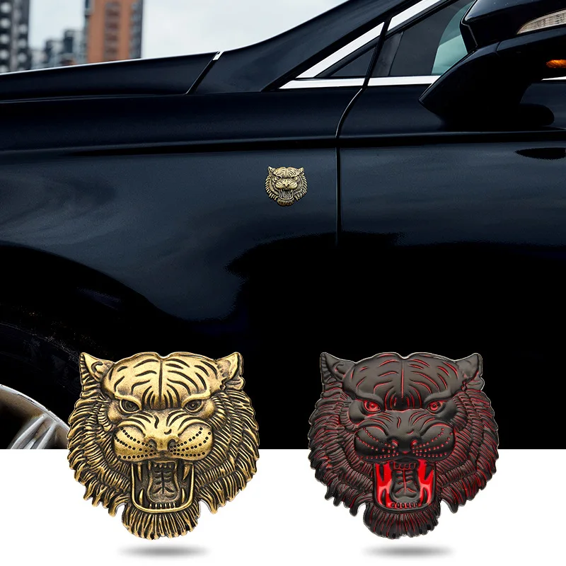 

Креативные 3D наклейки из цинкового сплава с тигровой головой для кузова автомобиля, эмблема крыла, значок, наклейки на капот заднего багажника, аксессуары для стайлинга автомобиля