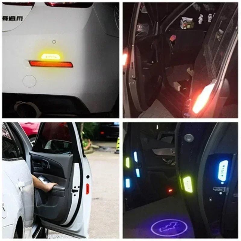 4PCS/set Car Door Stickers Universal Safety Warning Mark OPEN High Reflective Tape Auto Driving Safety Reflective Strips