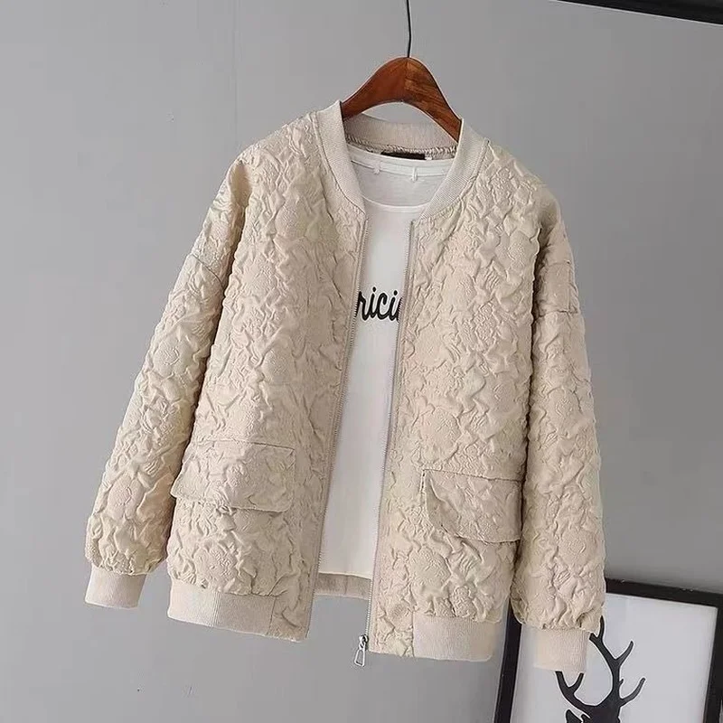 Spring Autumn Women's Short Baseball Jacket Korean Fashion Top Coat High Quality Designer White Top Loose Leisure New 2021 fast delivery new autumn fashion women’s denim jacket full sleeve loose button pearls short lapel wild leisure coat