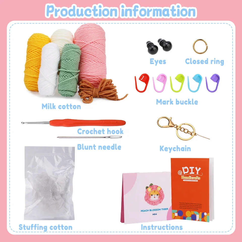 Cute Animals Knitting Crochet Hook for Beginners with Step-By-Step Instructions Non-Finished Material Package
