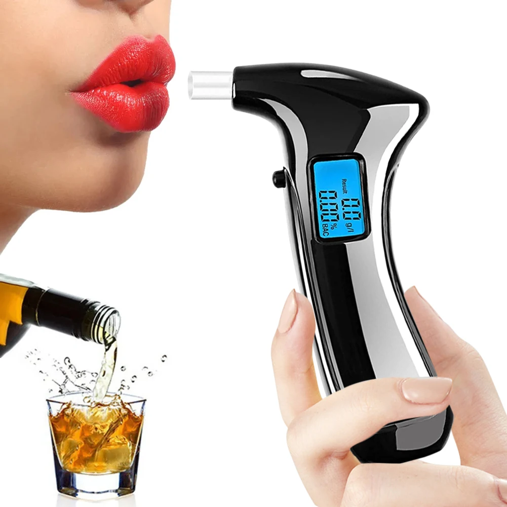 

Portable Breathalyzer with 5 Mouthpiece High-Precision Alcohol Tester Keychain LED Display Breath Test with Sound Battery Power