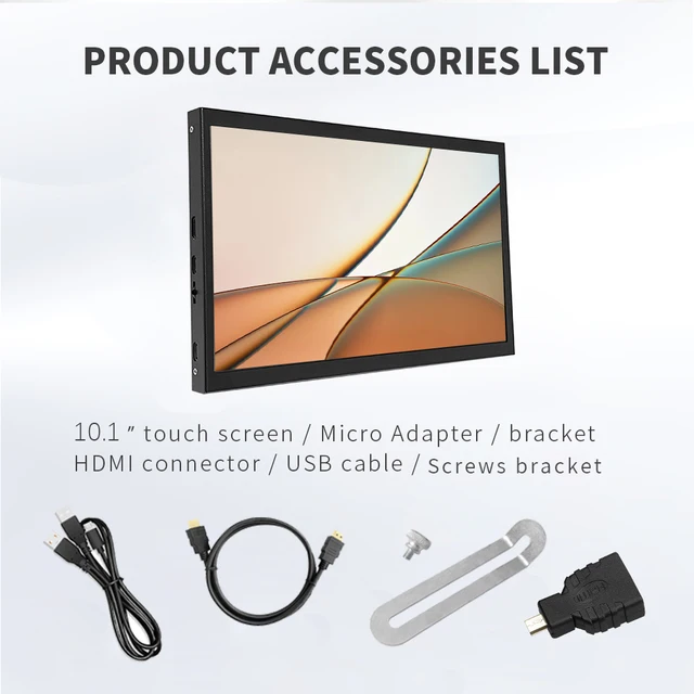 DIY portable monitor 10.1inch 1024*600 IPS module with touch panel screen for laptop desktop pspberry pi3/pi4/pi5 camera - Image 6