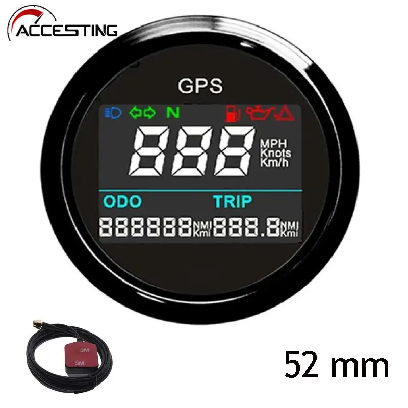 2 ''52mm GPS Lcd-computer-geschwindigkeitsmesser-grüne Digitale GPS Boot  Tacho Gauge 0 ~ 999 knoten km/h mph auto Speed Gauge GPS Antenne  Hintergrundbeleuchtung - AliExpress