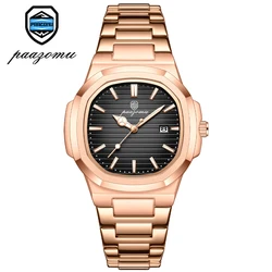 Luxury Men's Waterproof Luminous Chronograph Stainless Steel Quartz Wristwatch (Gold black)