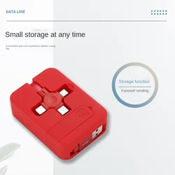 Creative Macaron Mobile Phone Bracket Telescopic, USB To Micro USB/Lightning/Type-C 3 In 1 Data Line Charging Line Storage Box