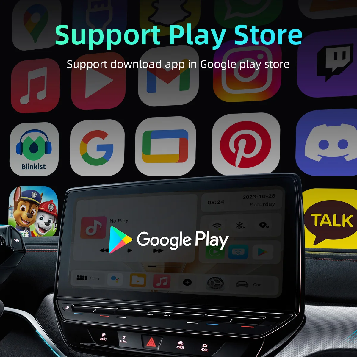 Adaptador Carplay inalámbrico 3 en 1, adaptador inalámbrico Android Auto  con Netflix//World TV/Miracast/Stream Media a tu coche y TV, caja