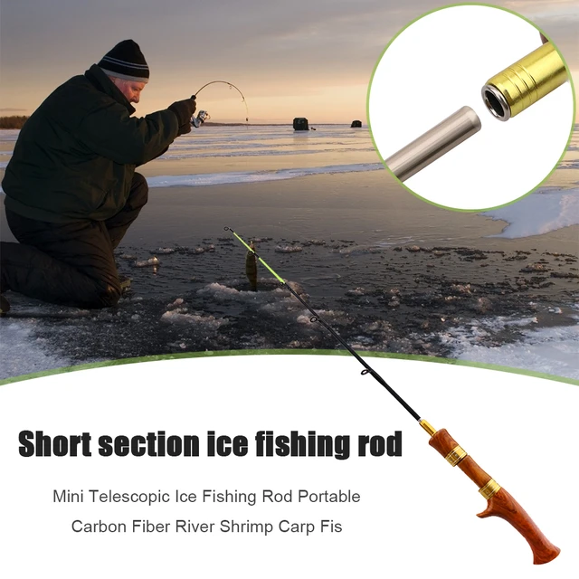 Ice Fishing Rod Fishing Pole Winter Fish Tackle Outdoor Wooden Handle River  Shrimp Carp Portable Easy Fishing Carrying - AliExpress