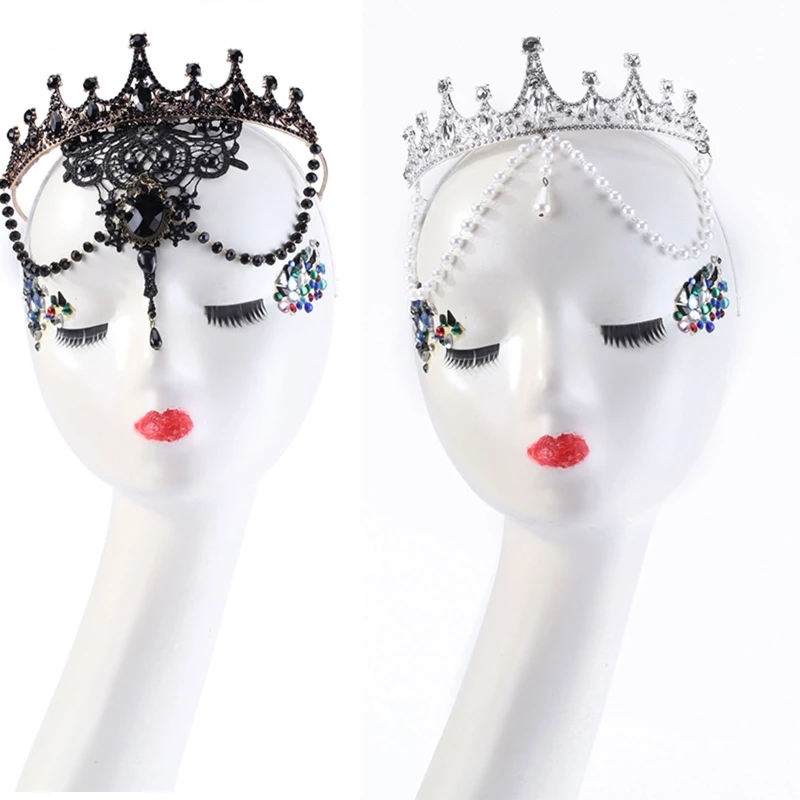 

Vintage Lolita Crown Tiara Headdress Queen Hair Accessories Gothic Headpiece Fairy Hair Tiara for Homecoming Prom M6CD