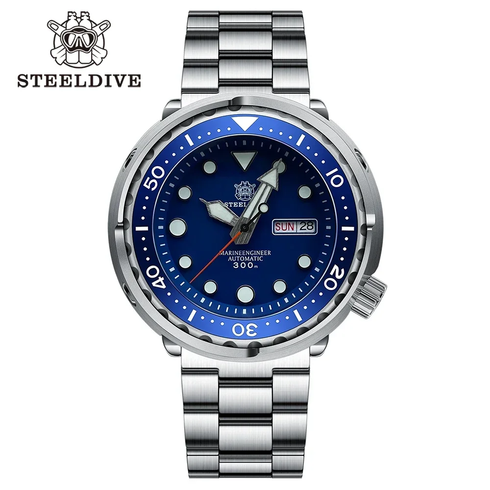

STEELDIVE SD1975W Dial Day and Date Function NH36 Automatic Movement 47.5mm Super Luminous 300M Waterproof Tuna Can Watch Wrist