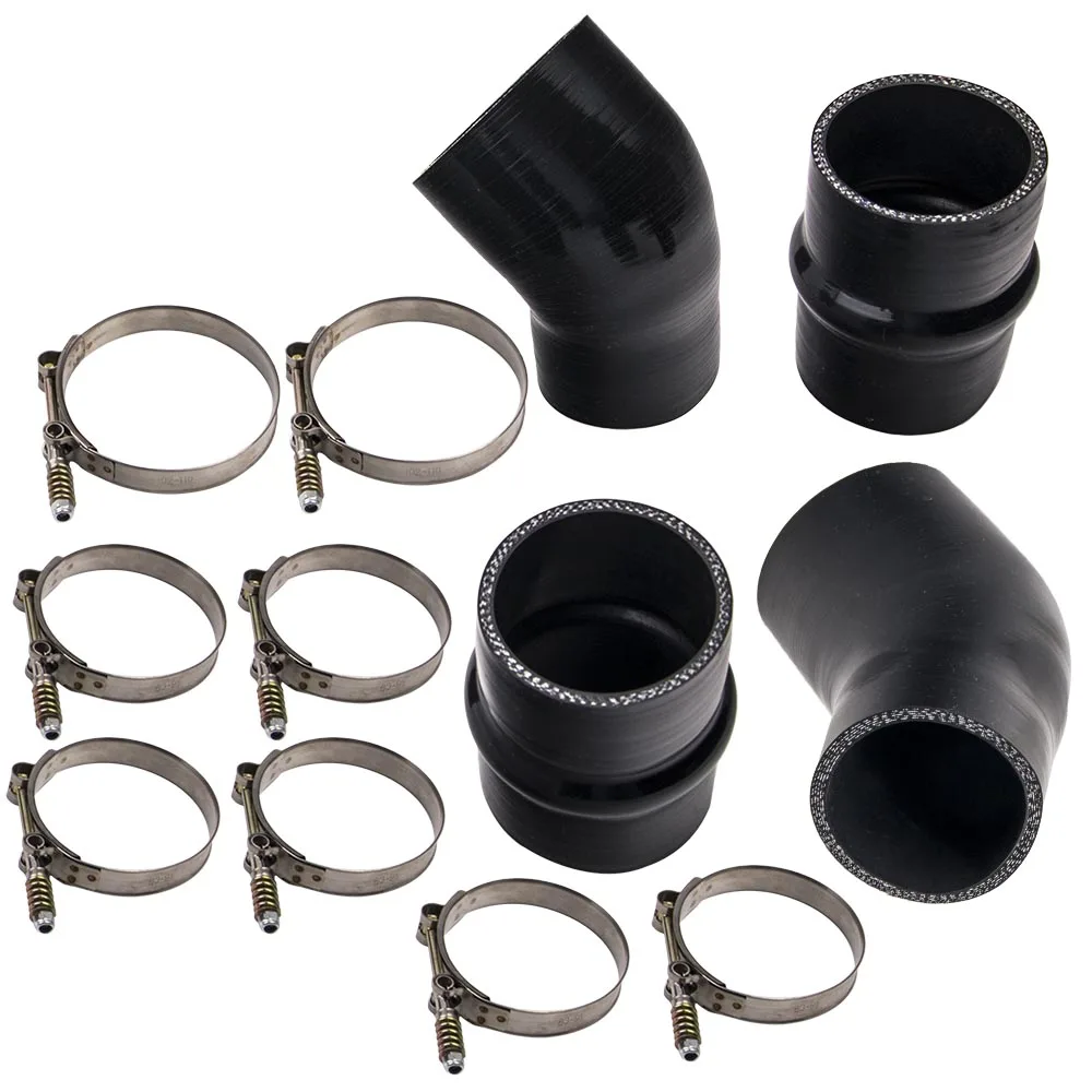 BlackSiliconeIntercoolerHoseBootsKitforDodgeRamPickup59L