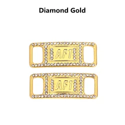 Luxury Rhinestone Shoe Charms with Colorful Diamonds and Fashion Shoelaces - Elegant Sneaker Decorations (Set of 2) (AJ - 001 - Gold)