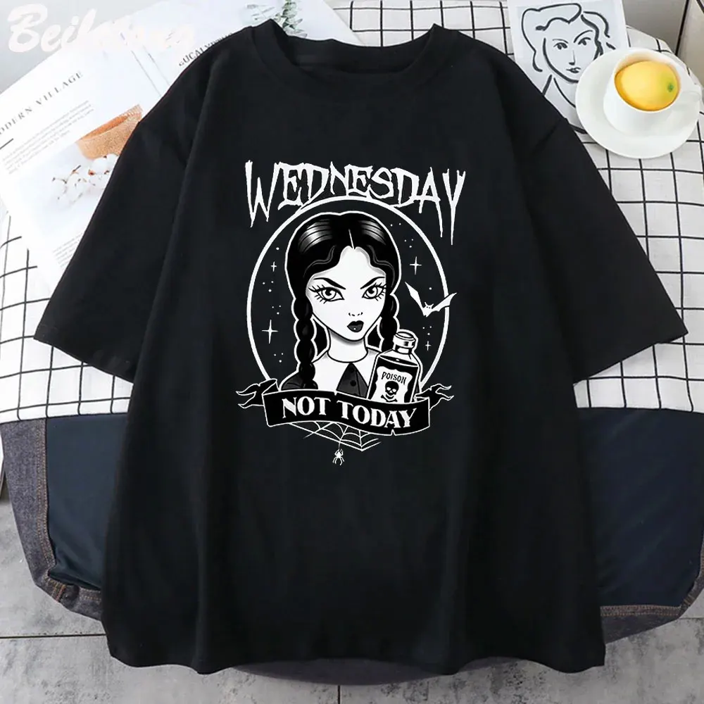 Wednesday Addams Women's Printing T-Shirt I Hate People Cartoons Clothes Nevermore Academy Cotton Tshirt Classic Movie Clothing