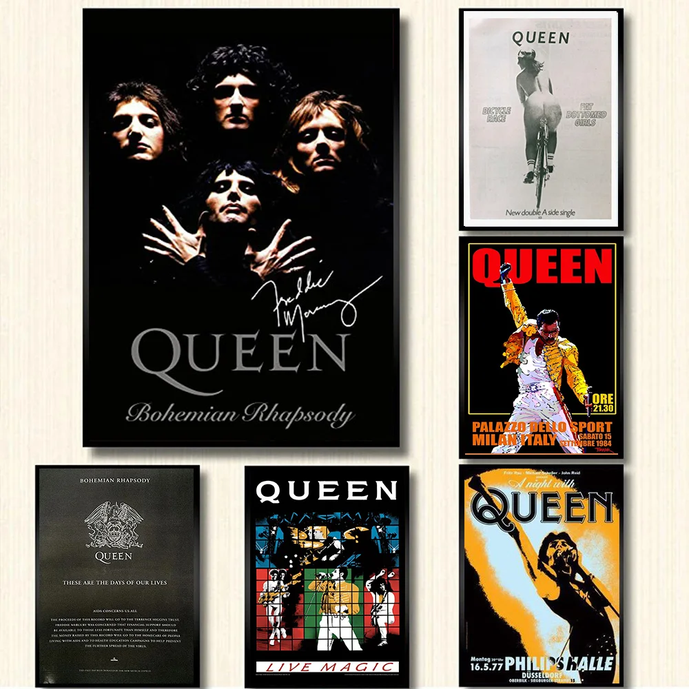 Queen Bicycle Race Poster Freddy Mercury Bohemian Rhapsody Rock Music Canvas Painting Vintage Wall Pictures Home Decor Gift