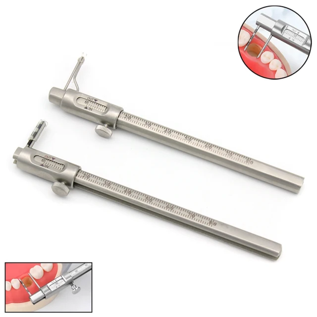 1PCS Dental Orthodontic Sliding Caliper Ruler Dentist Implant Measuring Gauge Double Scale Round Dentistry Tools