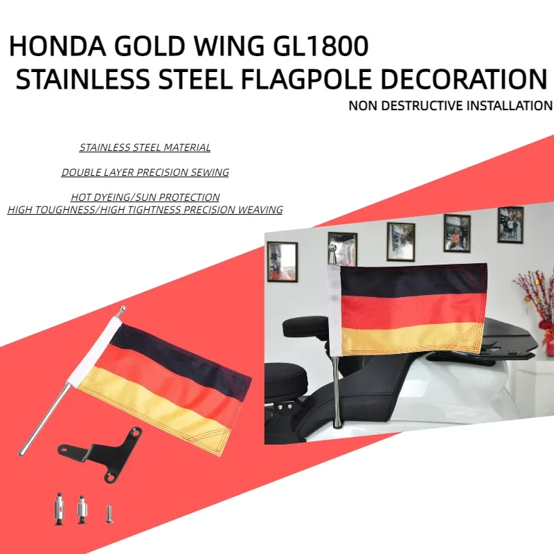

Флаг Panical для мотоцикла Honda Gold Wing GL1800, флагшток из Германии, флагшток, кронштейн багажника, флагшток Moto Tour 2018-2024