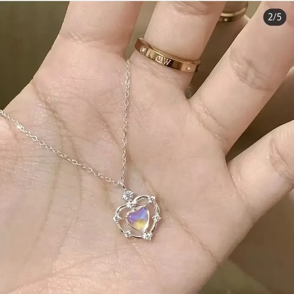 Подвеска Heart Pendant Fashion Chain Necklace Popular Women Charm Hollow Gradient Clavicle Collar Jewelry Party Girl Gift