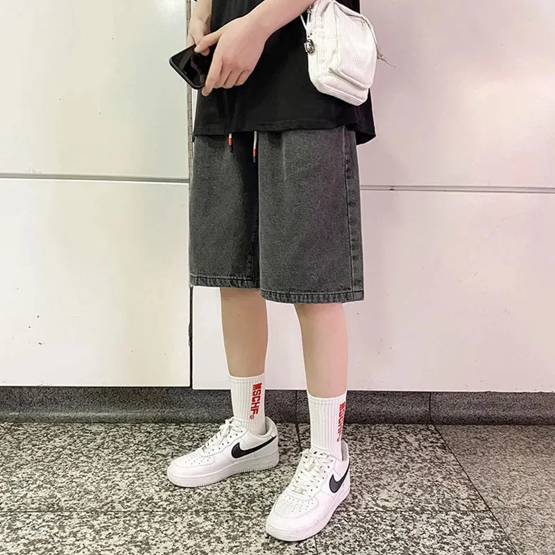 Straight Leg Denim Shorts Korean Version Fashionable Men's Street Trend High-Quality Shopping Travel Loose Thin Men's Shorts