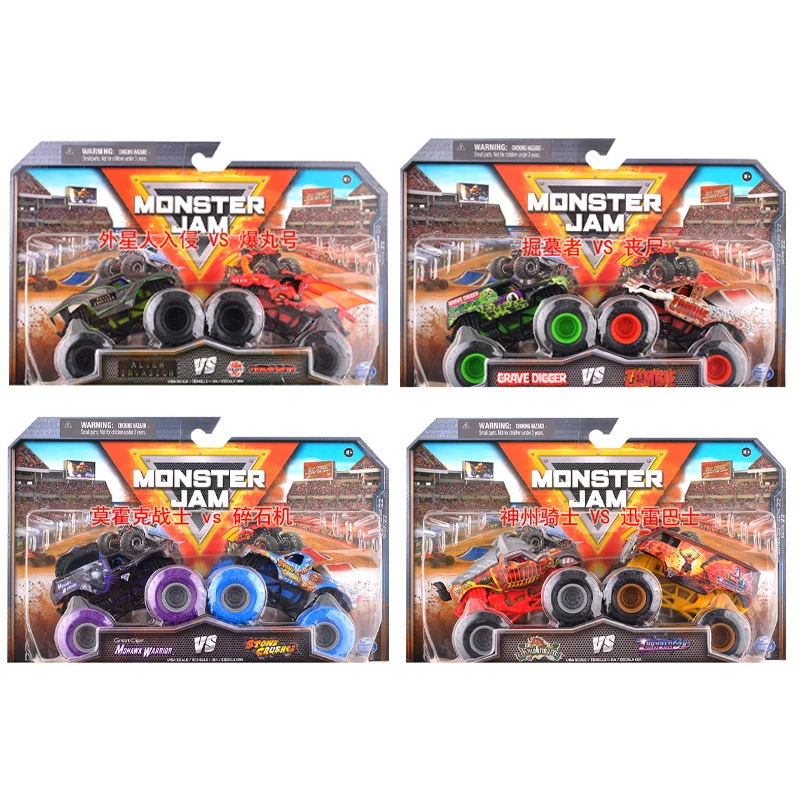 Monster Jam 1:64 Scale Die Cast Alloy Truck Toys Megalodon Sparkle Smash Grave Digger Monster Truck Boys Off-Road Racing Toys 2