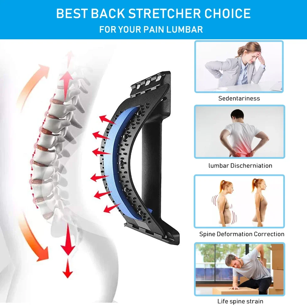 Magnetotherapy Multi-Level Adjustable Back Massager Stretcher Waist Neck  Fitness Lumbar Cervical Spine Support Pain Relief - AliExpress