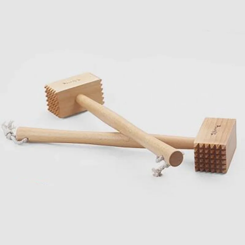 Household Wood Knock Loose Beef Mace Steak Tender Long Handle Meat Beat Hammer Kitchen Tenderizer Gadgets