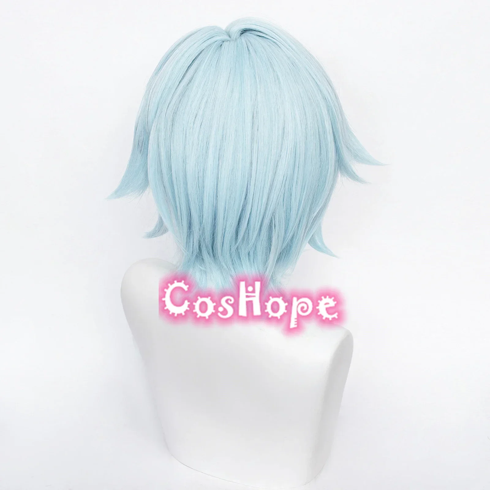 Cosplay Prop Eula Cosplay Wig Women 48cm Short Wig Blue White Cosplay Anime Wigs Heat Resistant Synthetic Wigs Halloween