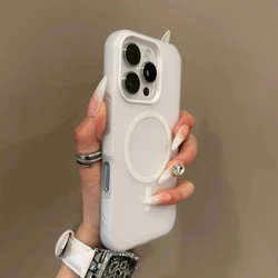 Luxury Candy MagSafe Wireless Charging Matte Phone Case with Magnetic Bumper for iPhone 17 Pro Max (WHITE)