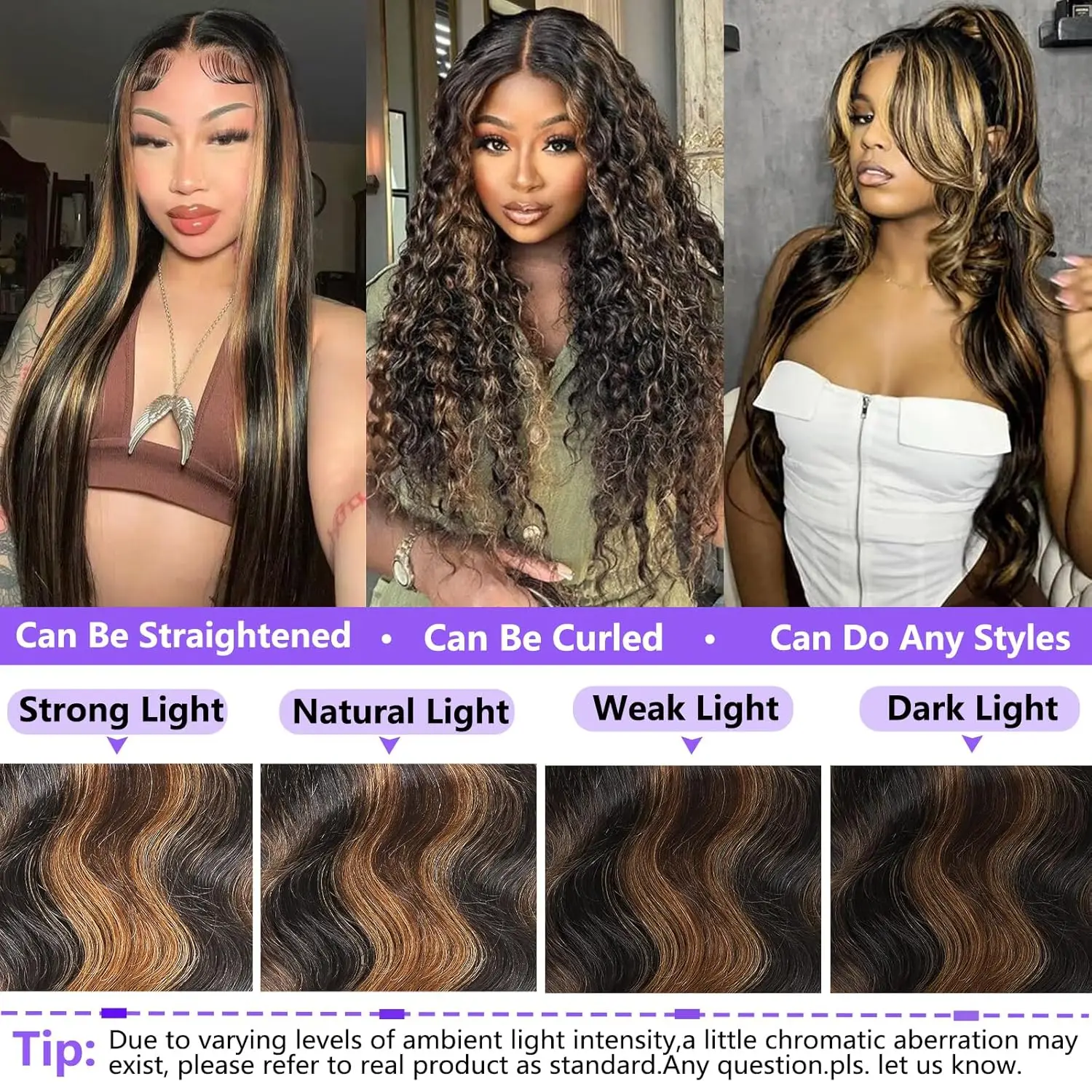 Human Hair 13x6 HD Lace Front Wig 4/27 Highlight Ombre Body Wave Lace Frontal Honey Blonde Ombre Lace Front Wig 5