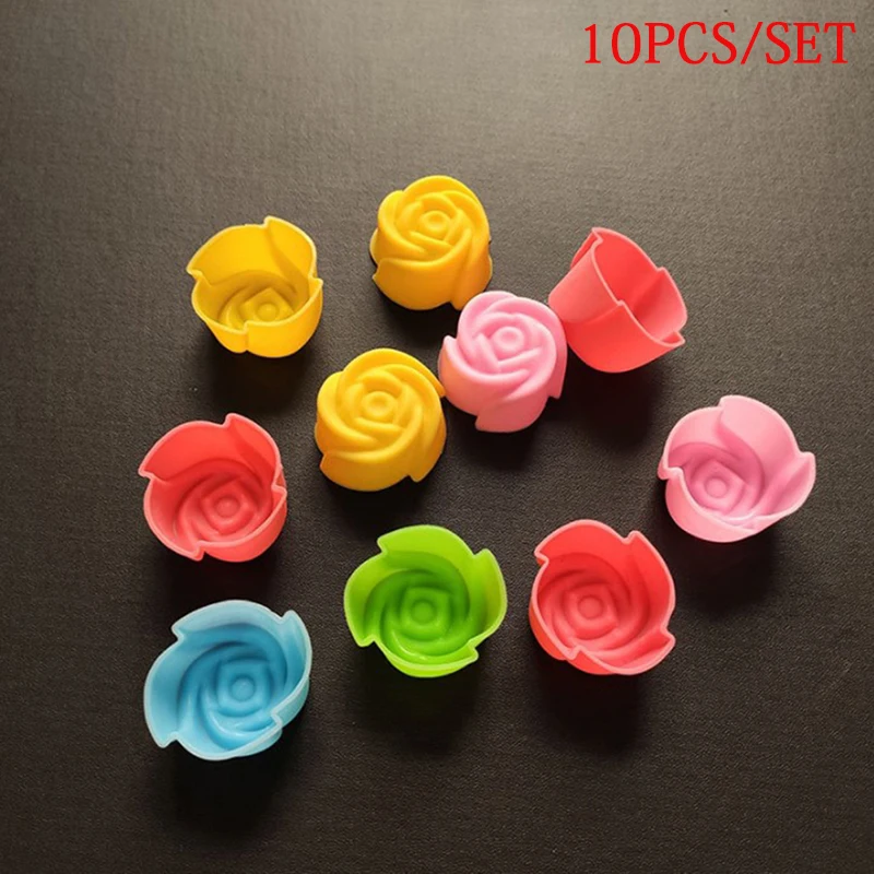 10pcs/lot 3cm Flower Designs Silicone Cake Mold Chocolate Pudding Ice Mould Cupcake Baking Tools DIY Mini Soap Molds Handmade