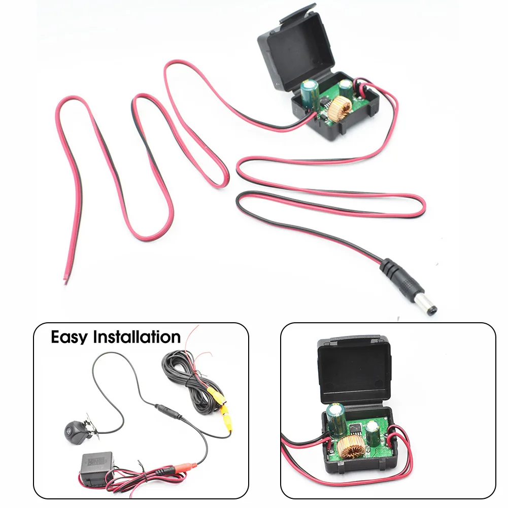 Voltage Regulator Converter Black Car Accessories Car Power Supply Plastic Power Step-down For Vehicle Camera Easy To Install