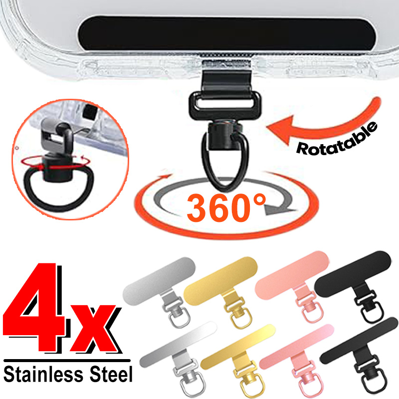 360° Rotating Phone Gasket Lanyard Stainless Steel Tether Tab Ultra-thin Phone Case Clip Back Sticker Connecting Hanging Piece