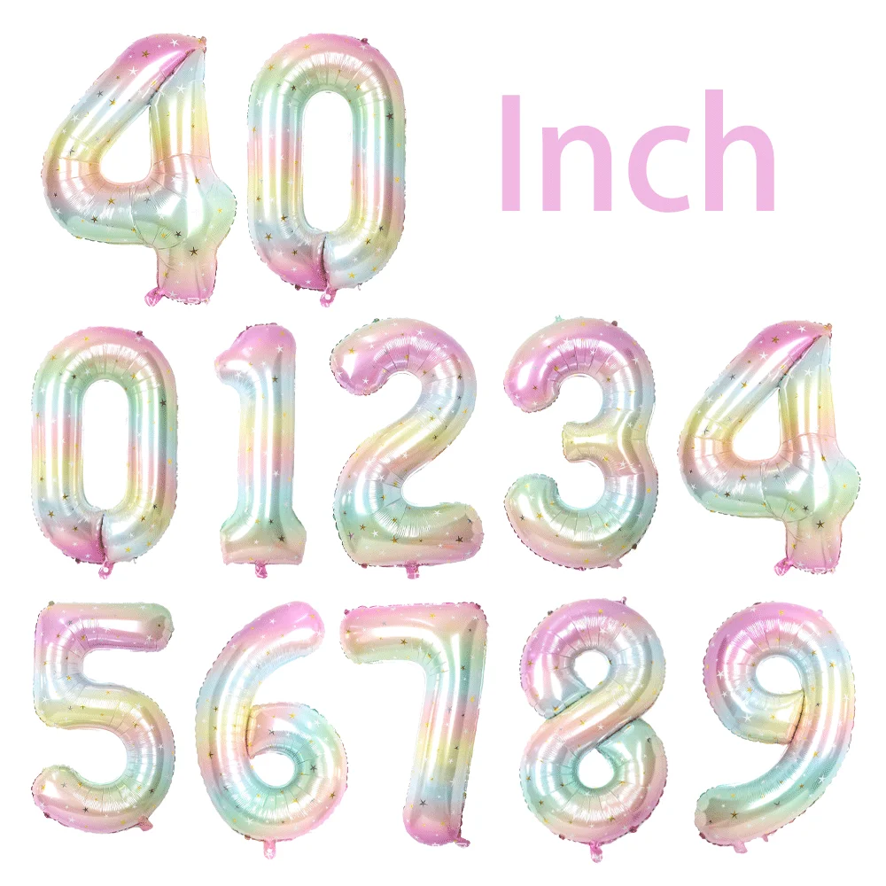 40 Zoll Farbverlauf bunte große Zahl 1-9 Folienballon rosa Schmetterlingsballons für Mädchen Fee Geburtstagsdekoration Partyzubehör – Detail 5