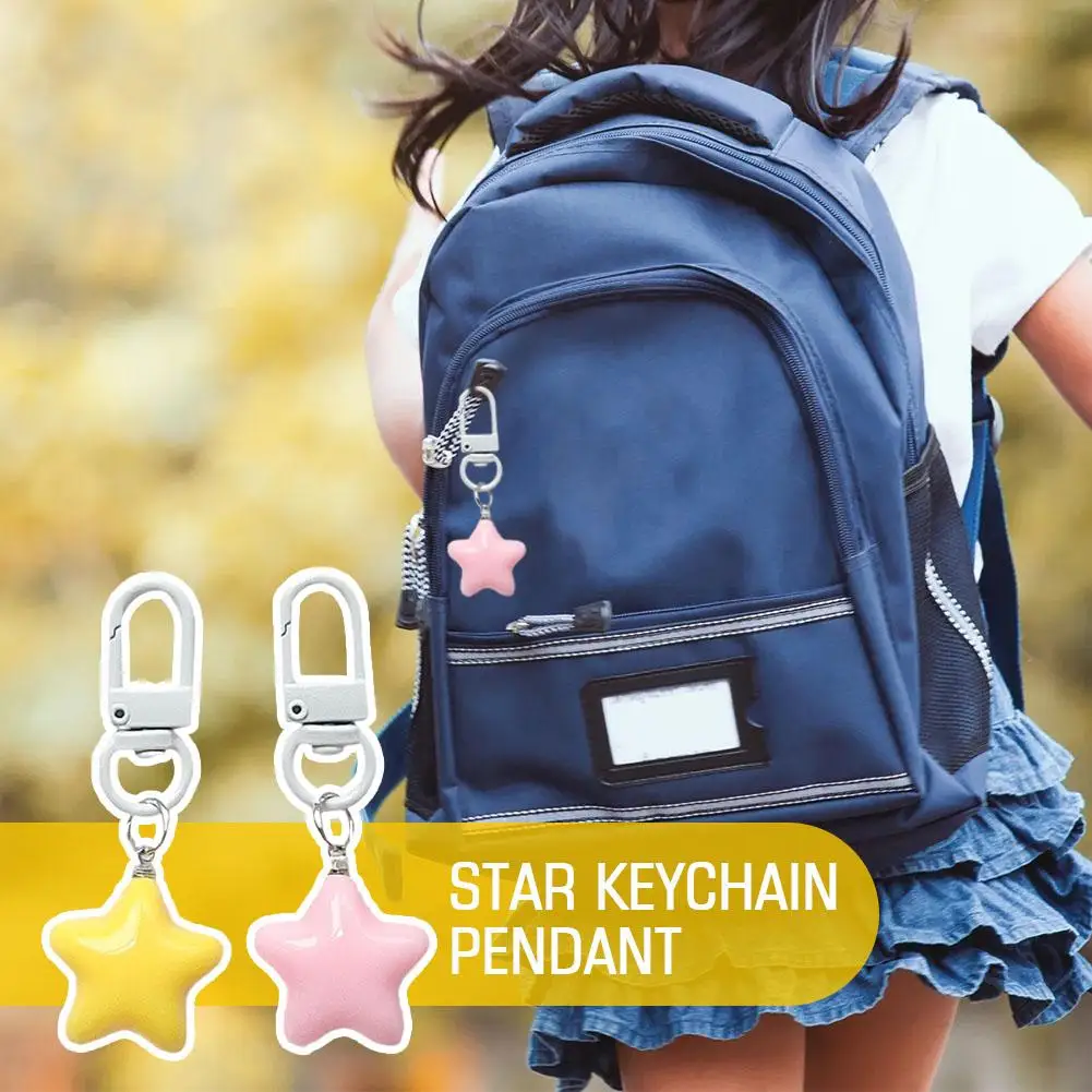 

1 PCS Cute Yellow Pink Stars Keychain Pendant Keyring For Girls Backpack Charm Headphone Case Accessorie Creative Gifts Z2E2