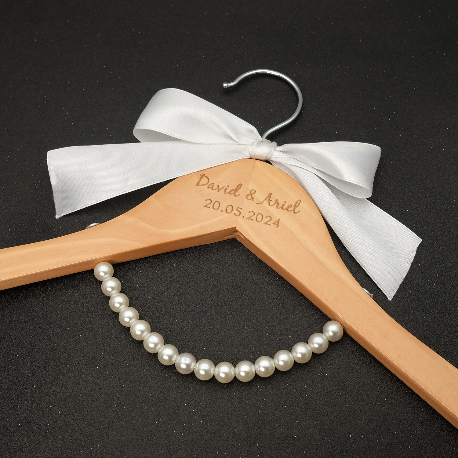 Wedding Hanger Personalised Wedding Dress Hanger Bridal Engraved Names and Date Wood Bridal Shower Gifts