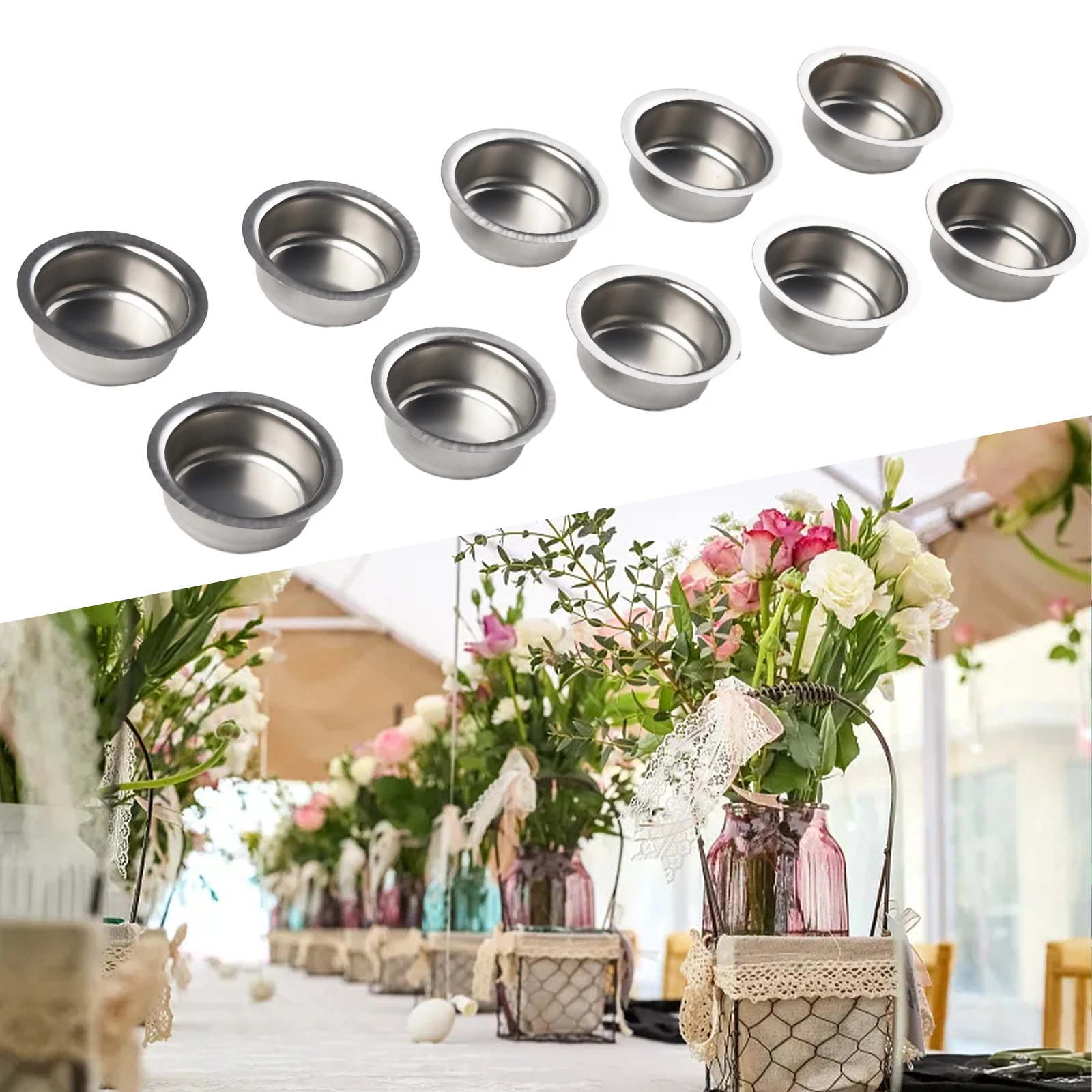 

12pcs Metal Candle Cups Home Decor Specifications Complete Wedding Paranty Candle Holder Hardware Container Candle Accessories