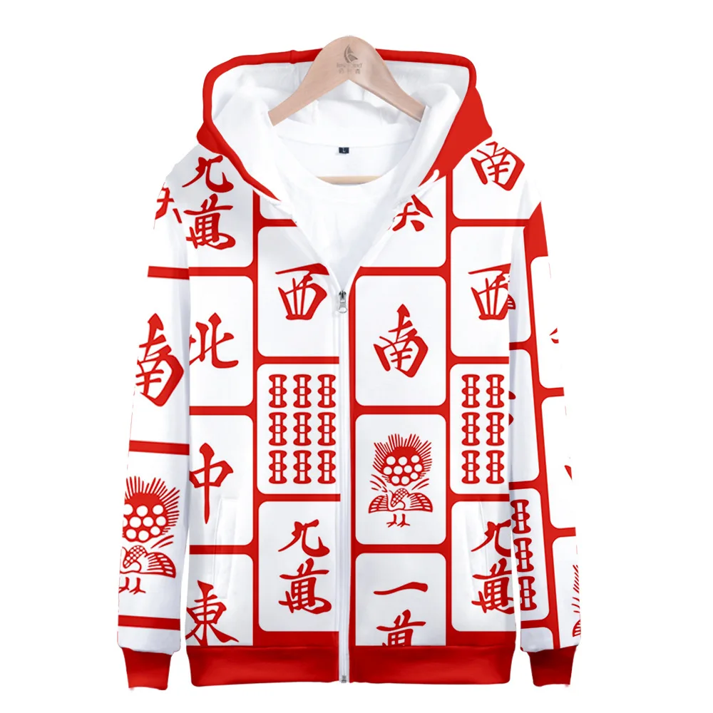 

2022 New China Mahjong 3D Printed Zipper Hoodies Men/Women Fashion Hooded Sweatshirt Hot Sale Funny Streetwear Clothes